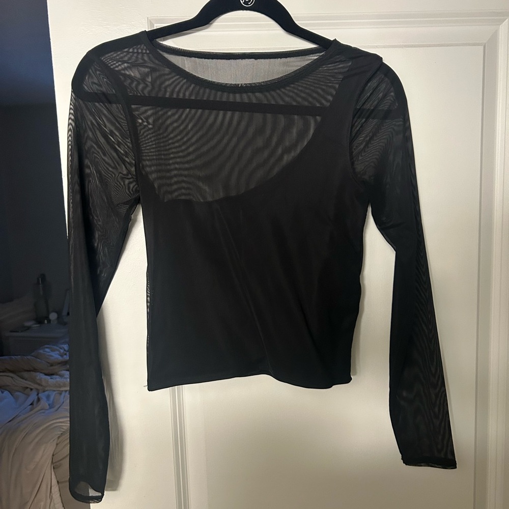 Abercrombie & Fitch Black Sheer Long Sleeve Blouse